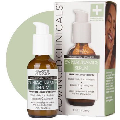 Advanced Clinicals Niacinamide Serum | 5% Niacinamide Serum For Face With Hyaluronic Acid, Ferulic Acid, Aloe Vera, &amp;amp; Fruit Extracts Helps Improve Look Of Dark Spots &amp;amp; Uneven Skin Tone, 1.75 Fl Oz