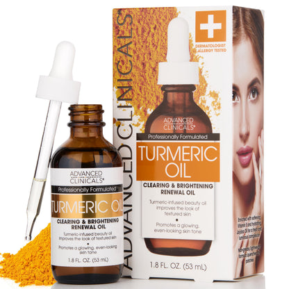 Advanced Clinicals Turmeric Oil Serum For Face | Facial Skin Care Serum With Jojoba + Coconut Oil To Improve Appearance Of Dark Spots &amp;amp; Uneven Skin Tone | Antioxidant Dry Skin Moisturizer, 1.8 Fl Oz