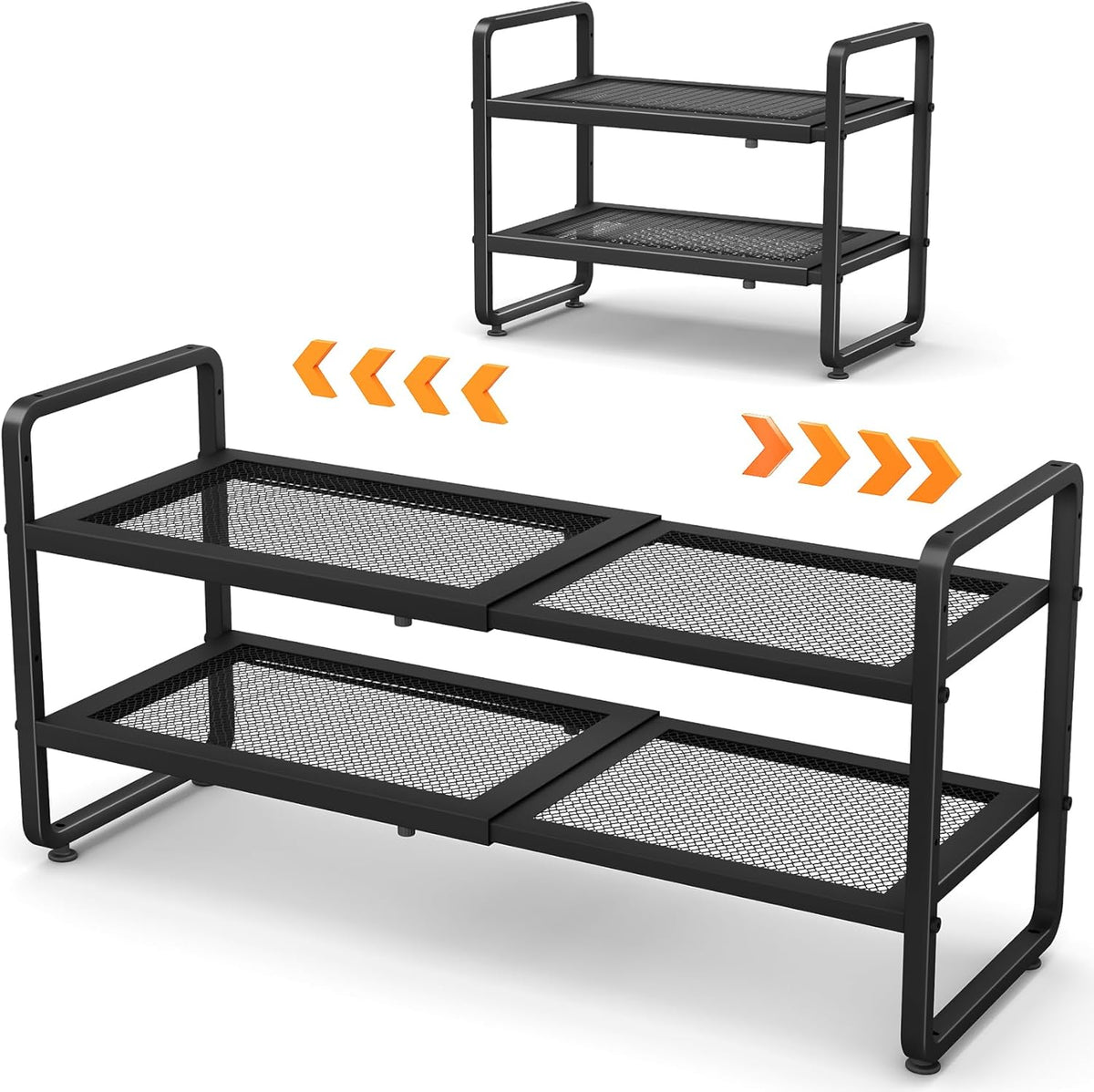 Aero Stiletto Tower – Daily-Outfit Shoe Organizer for Bedroom, 2-Tier Expandable Storage in Black
