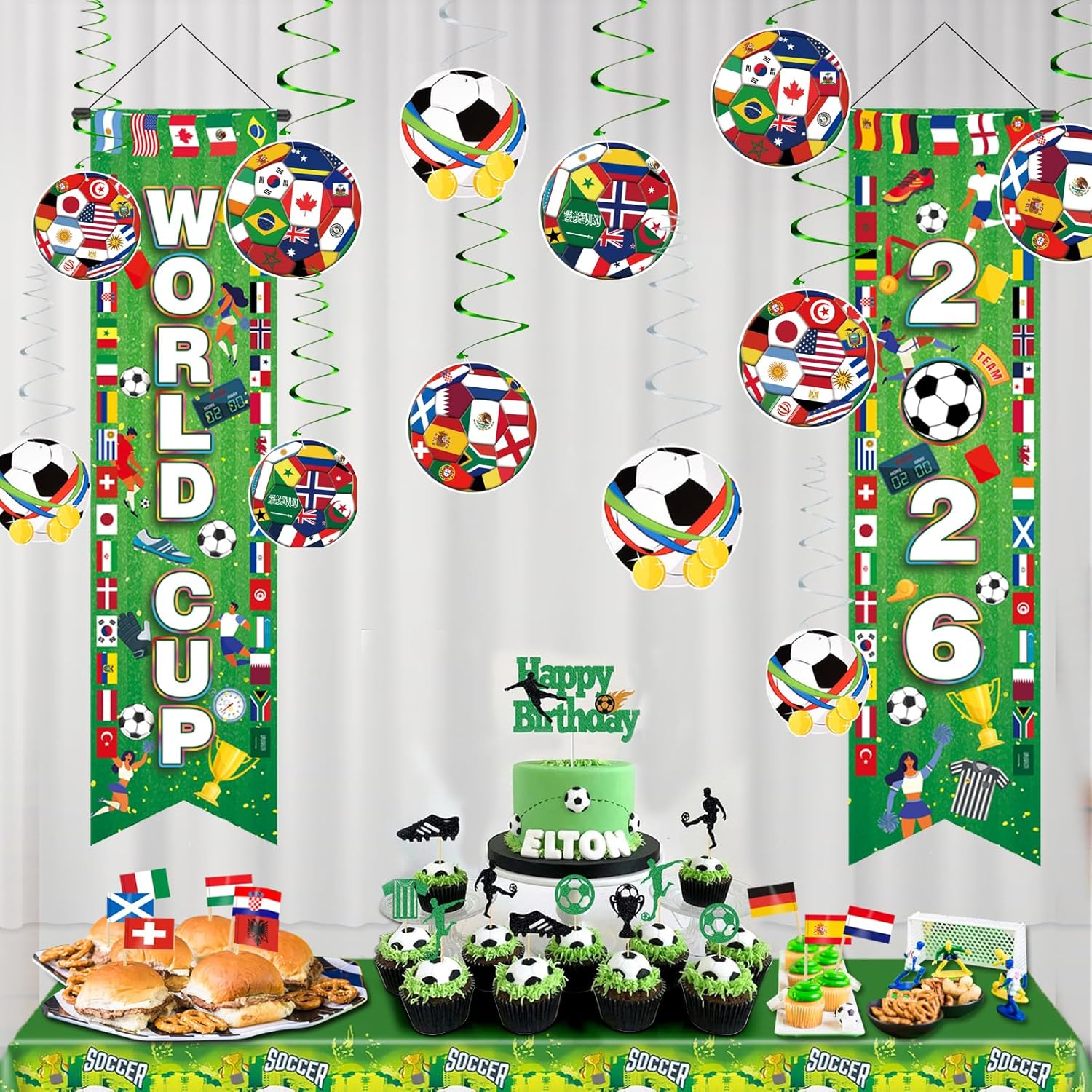 AhfuLife Soccer Porch Door Hanging Banner 2026 World Cup Theme Living Room Wall Decoration Sports Party Entryway Accent (Style 1)