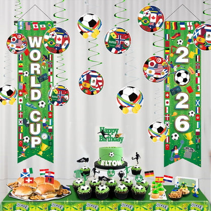 AhfuLife Soccer Porch Door Hanging Banner 2026 World Cup Theme Living Room Wall Decoration Sports Party Entryway Accent (Style 1)