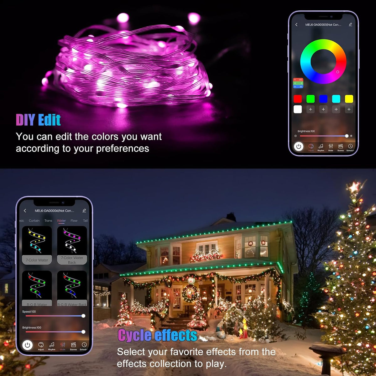 AIMENGTE USB 5V Smart LED Fairy Lights Cold Resistant to -20°C – Portable Camping and Tent Lighting with Music Sync Color Modes