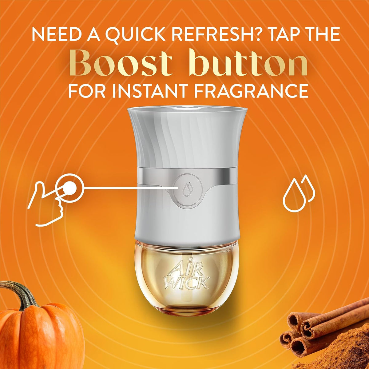 Air Wick Plug Refills Harvest Pumpkin & Spice – Flameless Alternative to Scented Candles, 5ct Essential Oils