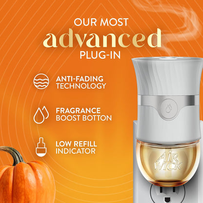 Air Wick Plug Refills Harvest Pumpkin & Spice – Flameless Alternative to Scented Candles, 5ct Essential Oils
