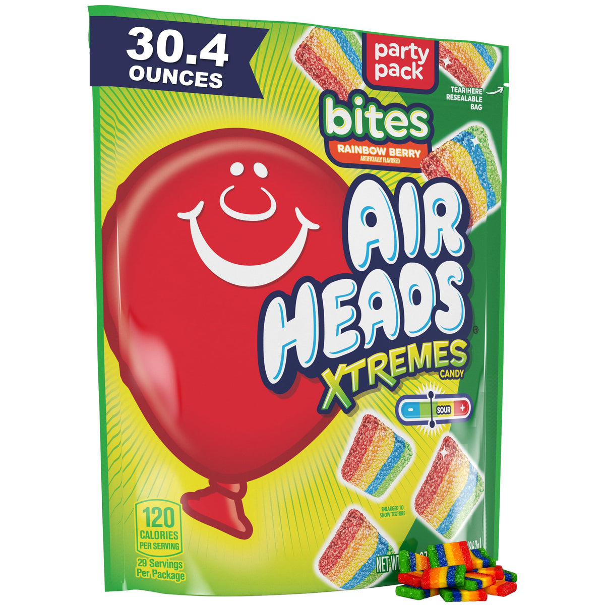 Airheads Xtremes Rainbow Berry Chewy Sour Bites, 30.4 oz Individually Wrapped Bag – Nut Free Bulk Candy for School Lunchboxes and Youth Group Events