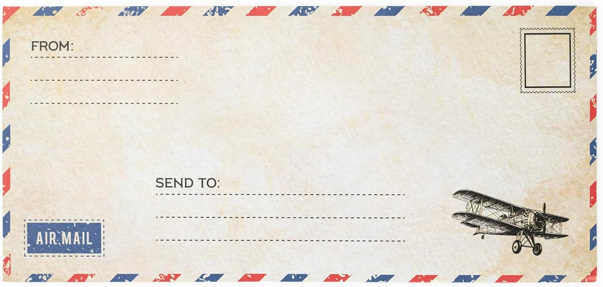Airmail Letter Set – Writing Desk Paper for Long Distance Communication, 60 Sheet Stationery Pack
