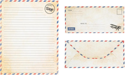Airmail Letter Set – Writing Desk Paper for Long Distance Communication, 60 Sheet Stationery Pack