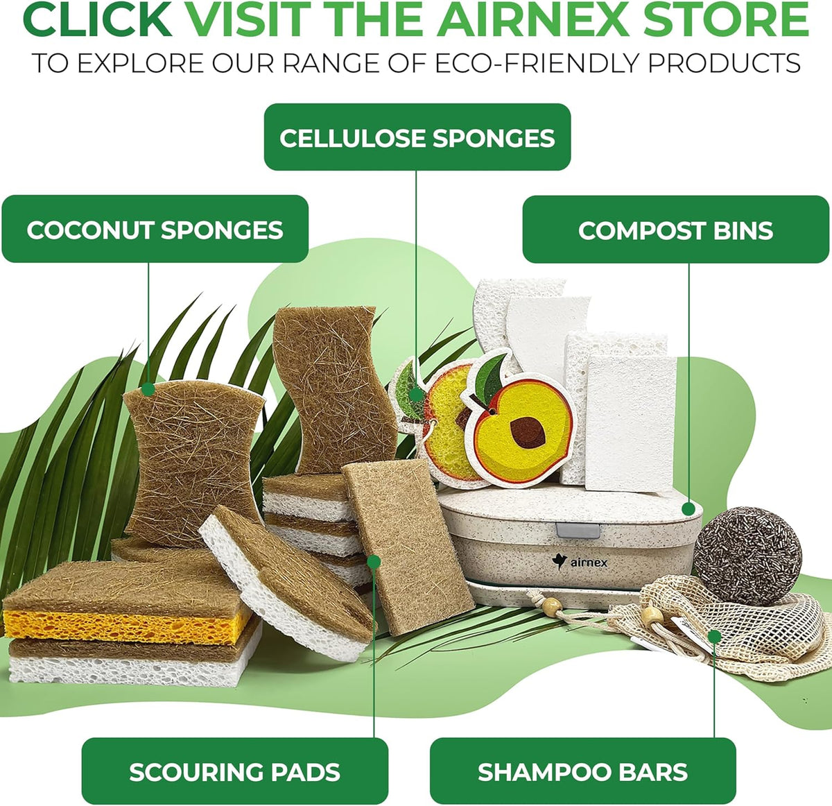 AIRNEX Compact Kitchen Sponge for RV and Campers, Non-Scratch S-Shaped Scrubber