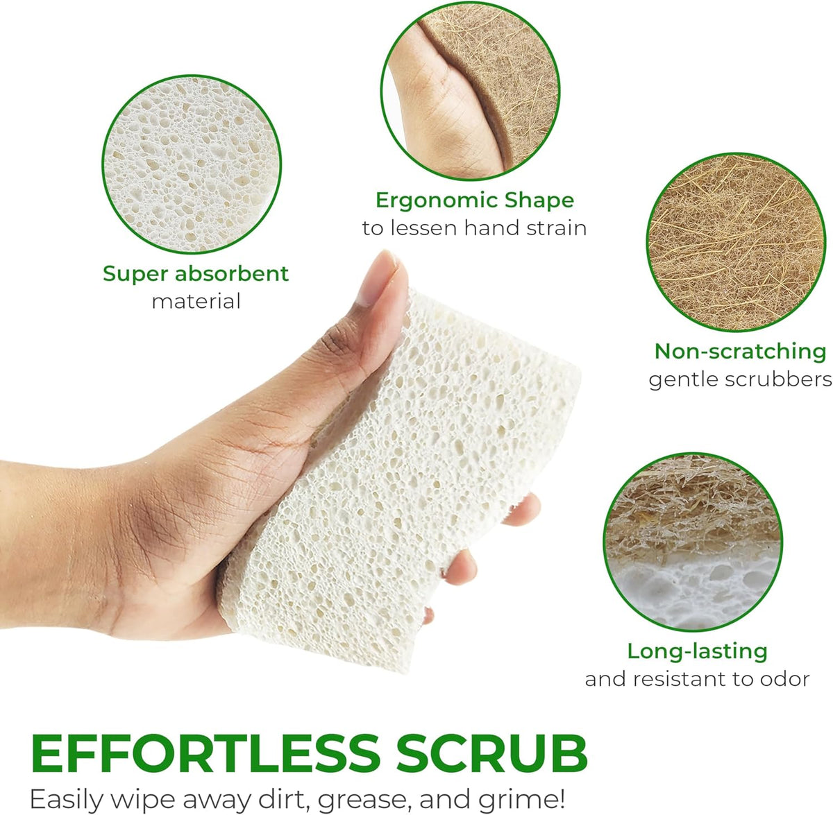 AIRNEX Compact Kitchen Sponge for RV and Campers, Non-Scratch S-Shaped Scrubber