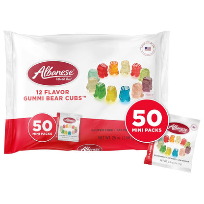 Albanese World's Best Gluten Free Fat Free Mini Gummi Bear Cubs – Sealed 0.5oz Single Serve Bags for Allergy Sensitive Kids