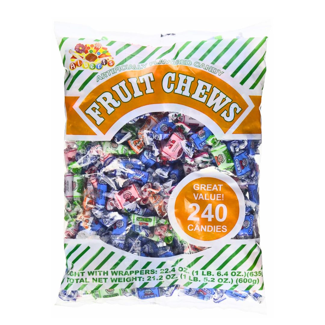 ALBERT&amp;#39;S Candy Assorted Fruit Chews Candy, Individually Wrapped (1-Pack, 240 Pieces/Bag)