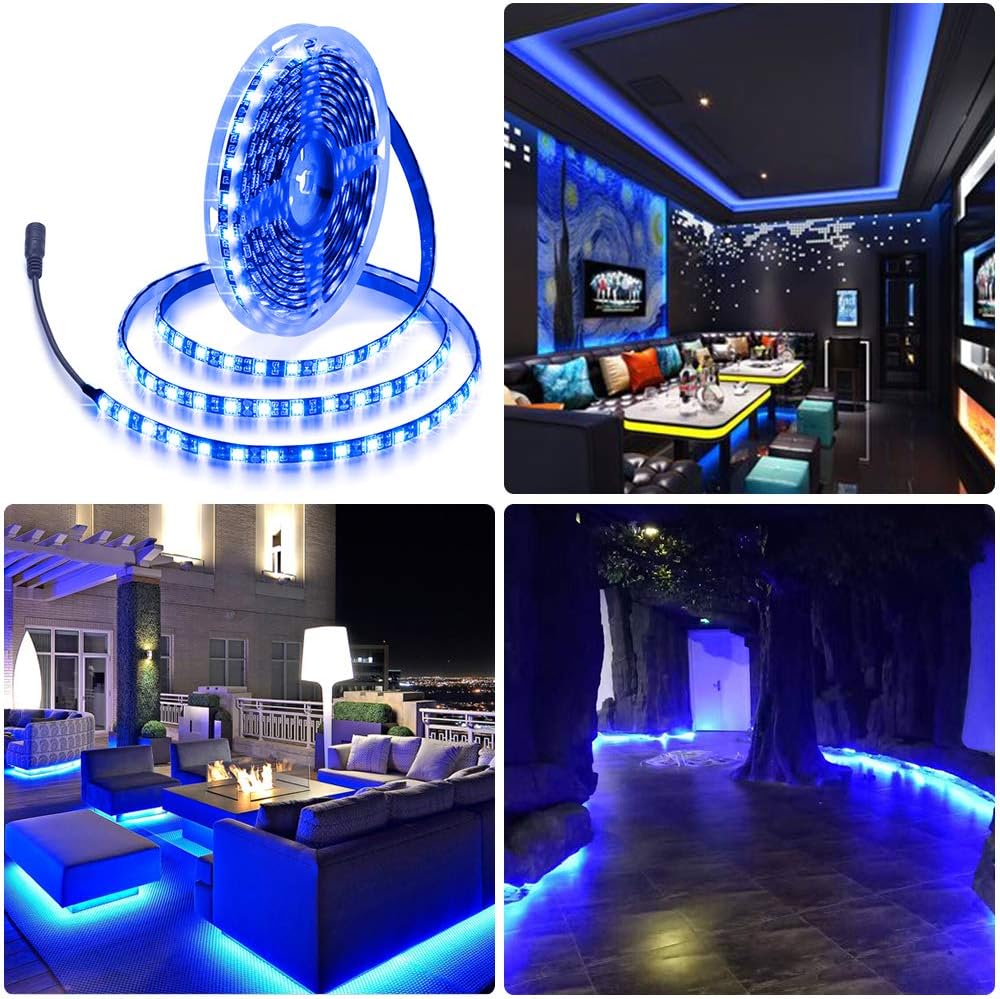 ALITOVE 16.4ft Blue LED Strip Light for Bedroom Headboard Backlight, 12V Flexible 5050 Ambient Glow