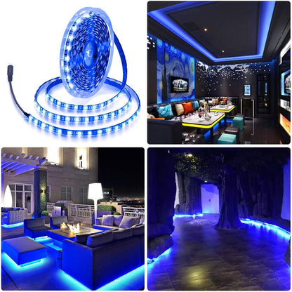 ALITOVE 16.4ft Blue LED Strip Light for Bedroom Headboard Backlight, 12V Flexible 5050 Ambient Glow