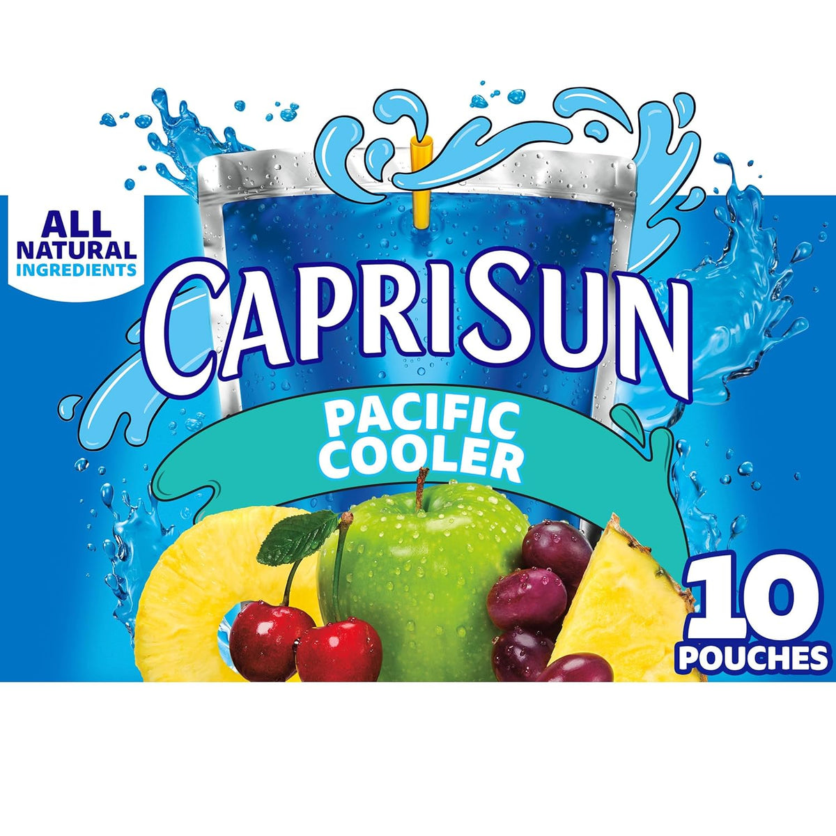 all-natural juice blend featuring pineapple, cherry, apple, and grape flavors