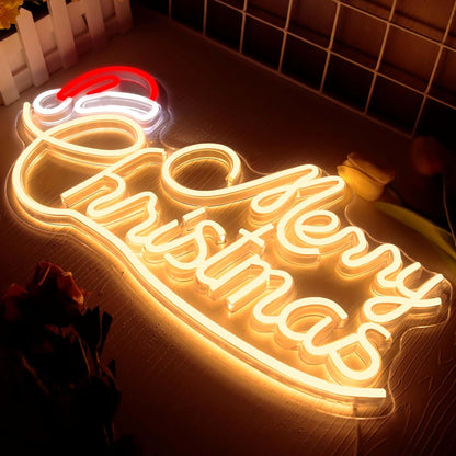 Allball Merry Christmas Neon Sign – Cozy Living Room Holiday Wall Decor, USB Powered Warm White LED Accent Light