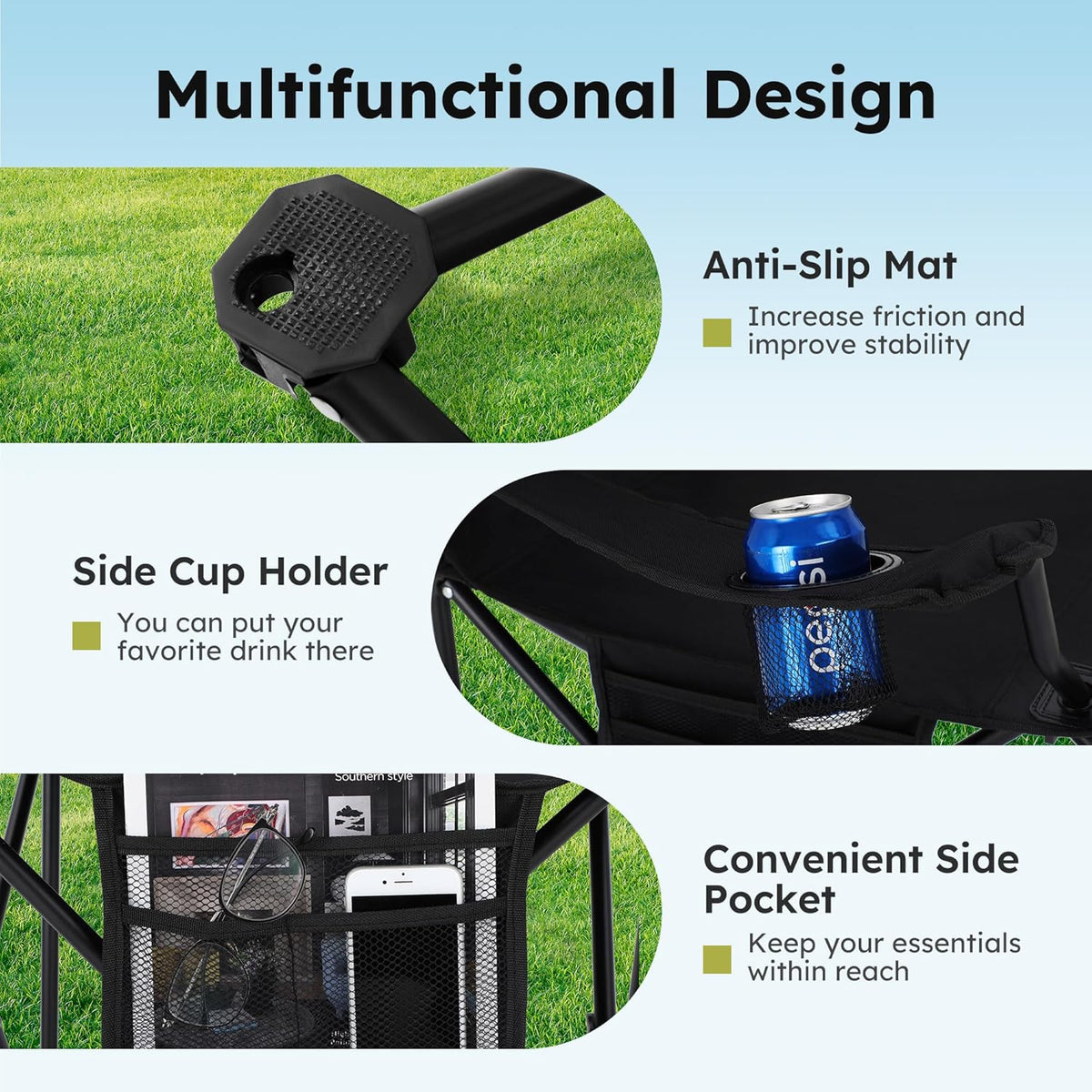 ALPHA CAMP 2-Pack Folding Lounge Chair with Cooler Bag – Supportive Rest Chair for Mindful Outdoor Retreats and Patio Reset Moments