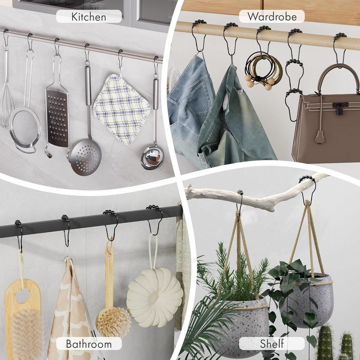 Amazer Shower Curtain Hooks – Thoughtful Housewarming Gift for Her, Polished Gold Set of 12