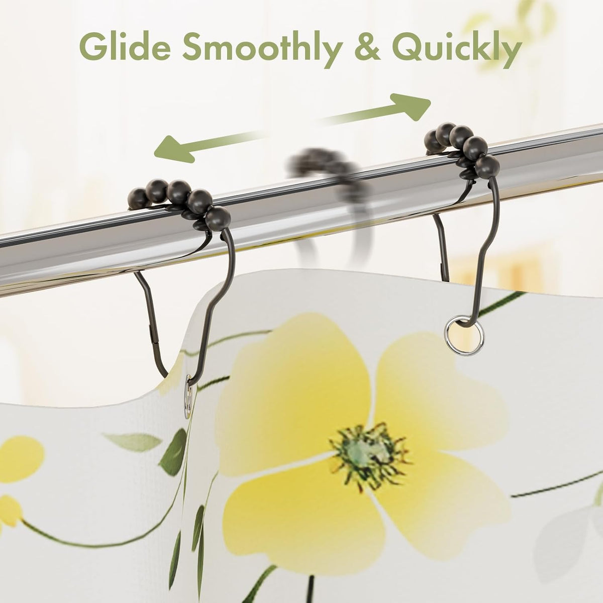 Amazer Shower Curtain Hooks – Thoughtful Housewarming Gift for Her, Polished Gold Set of 12