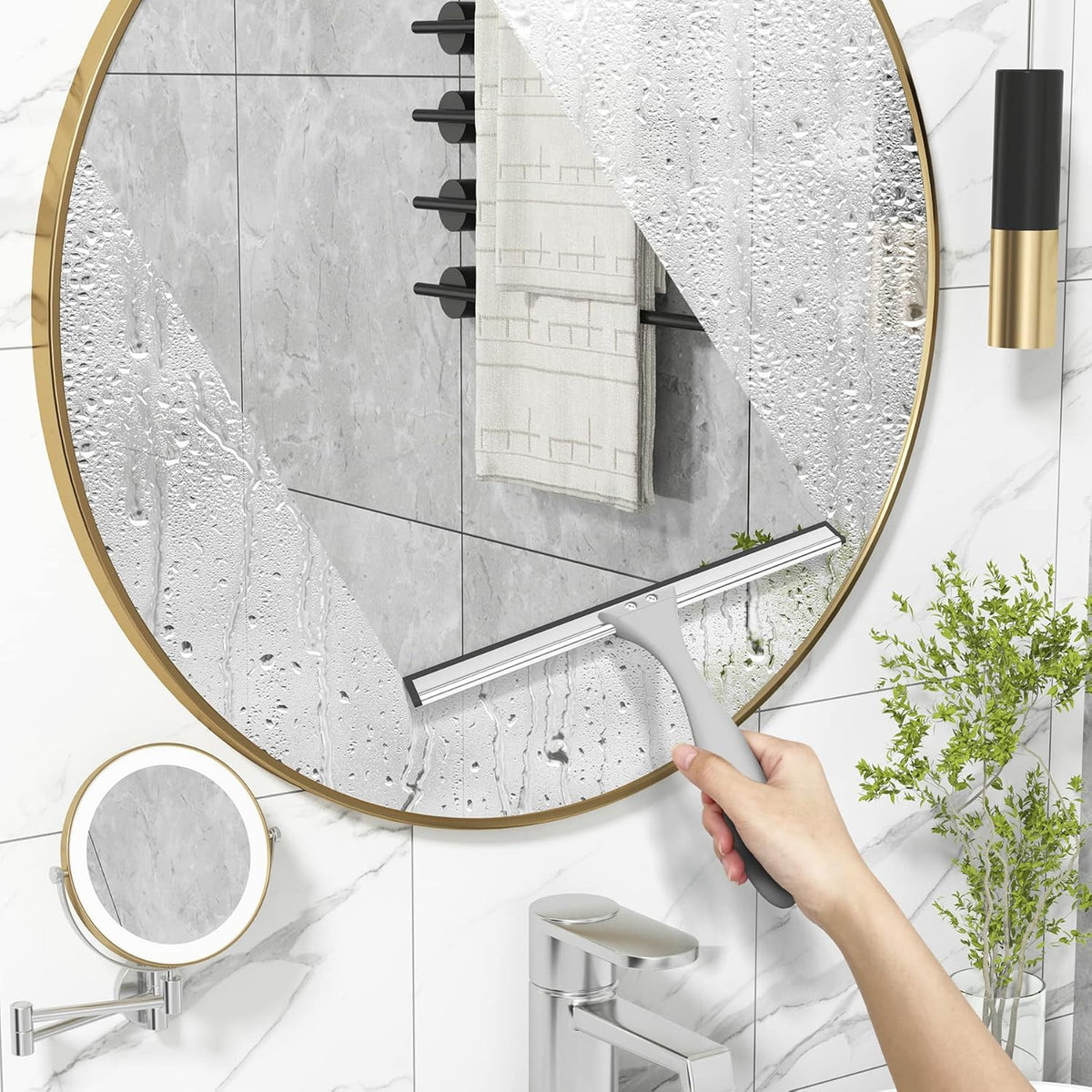 AmazerBath 10-Inch Squeegee – Sleek Bathroom Decor Accent in Black Gray White or Clear