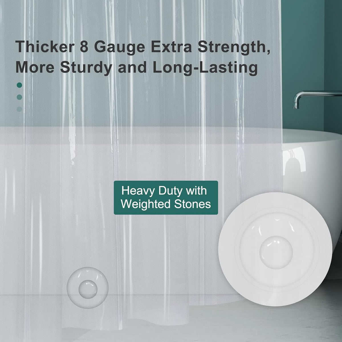 AmazerBath Crystal Clear Shower Liner – Simple Bathroom Staple, Weighted Bottom with Zero Visual Clutter