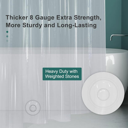 AmazerBath Crystal Clear Shower Liner – Simple Bathroom Staple, Weighted Bottom with Zero Visual Clutter