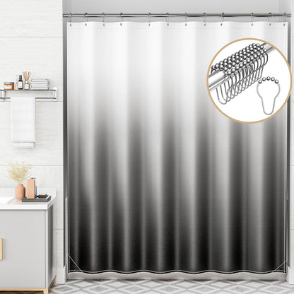 AmazerBath Kids Shower Curtain – Puppy Doodle Print for Child's Shared Family Bathroom, 72x72 Washable Set with 12 Safe Hooks