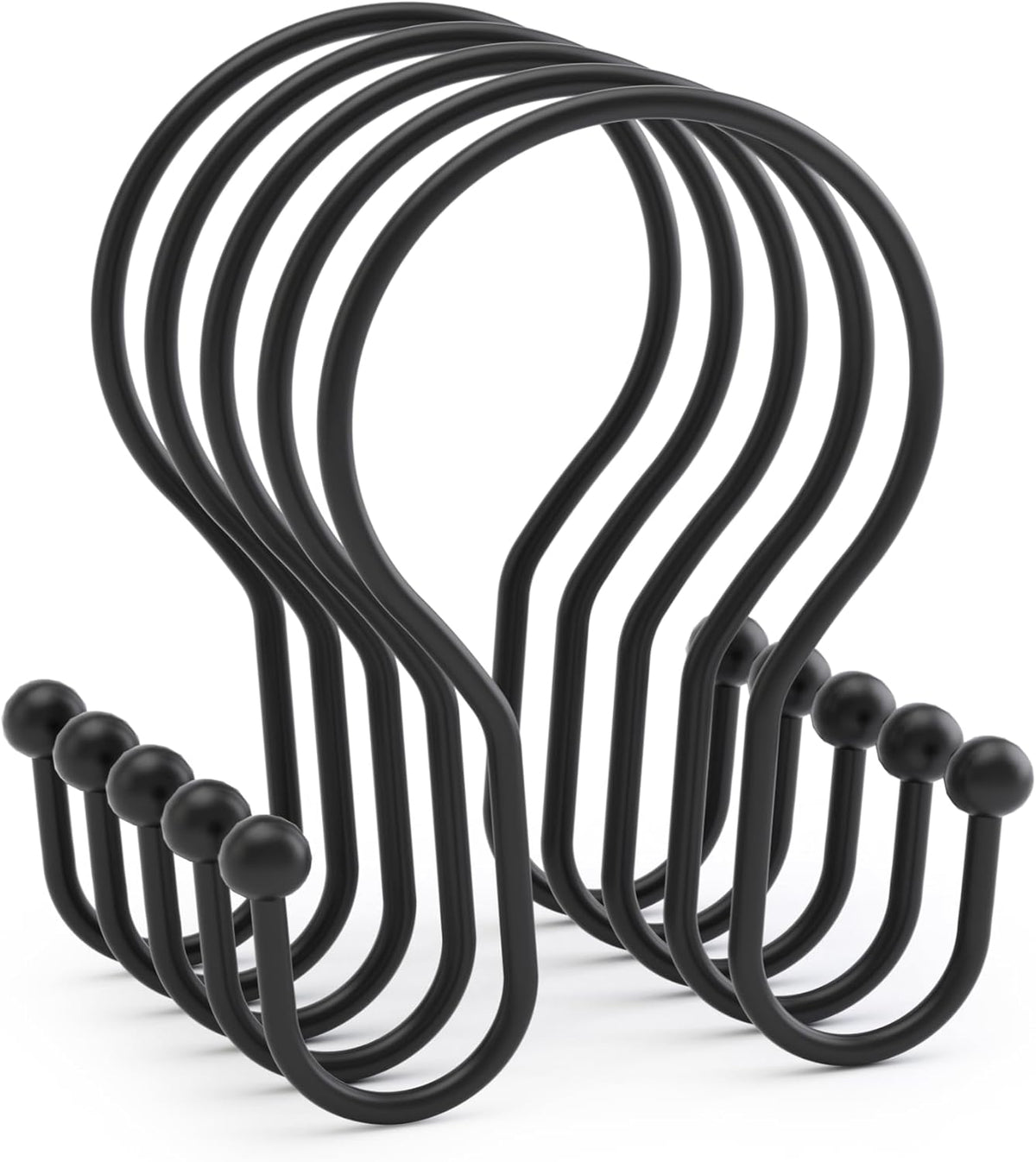 AmazerBath Matte Black Shower Curtain Rings – Coordinating Bathroom Fixture Upgrade for Renovated and Guest Bathrooms, 12 Pcs