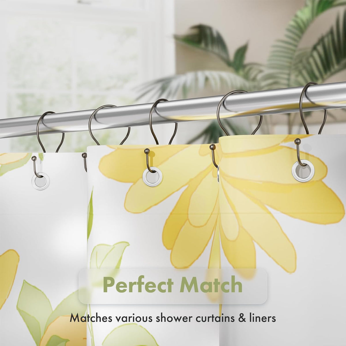 AmazerBath Matte Black Shower Curtain Rings – Coordinating Bathroom Fixture Upgrade for Renovated and Guest Bathrooms, 12 Pcs