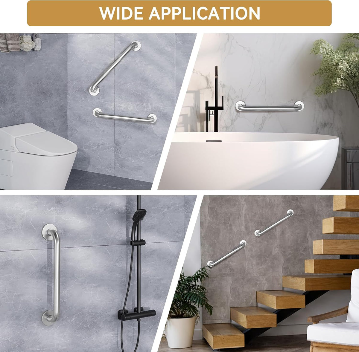 AmazerBath Matte Black Shower Handle – Sleek Minimalist Bathroom Upgrade with Support