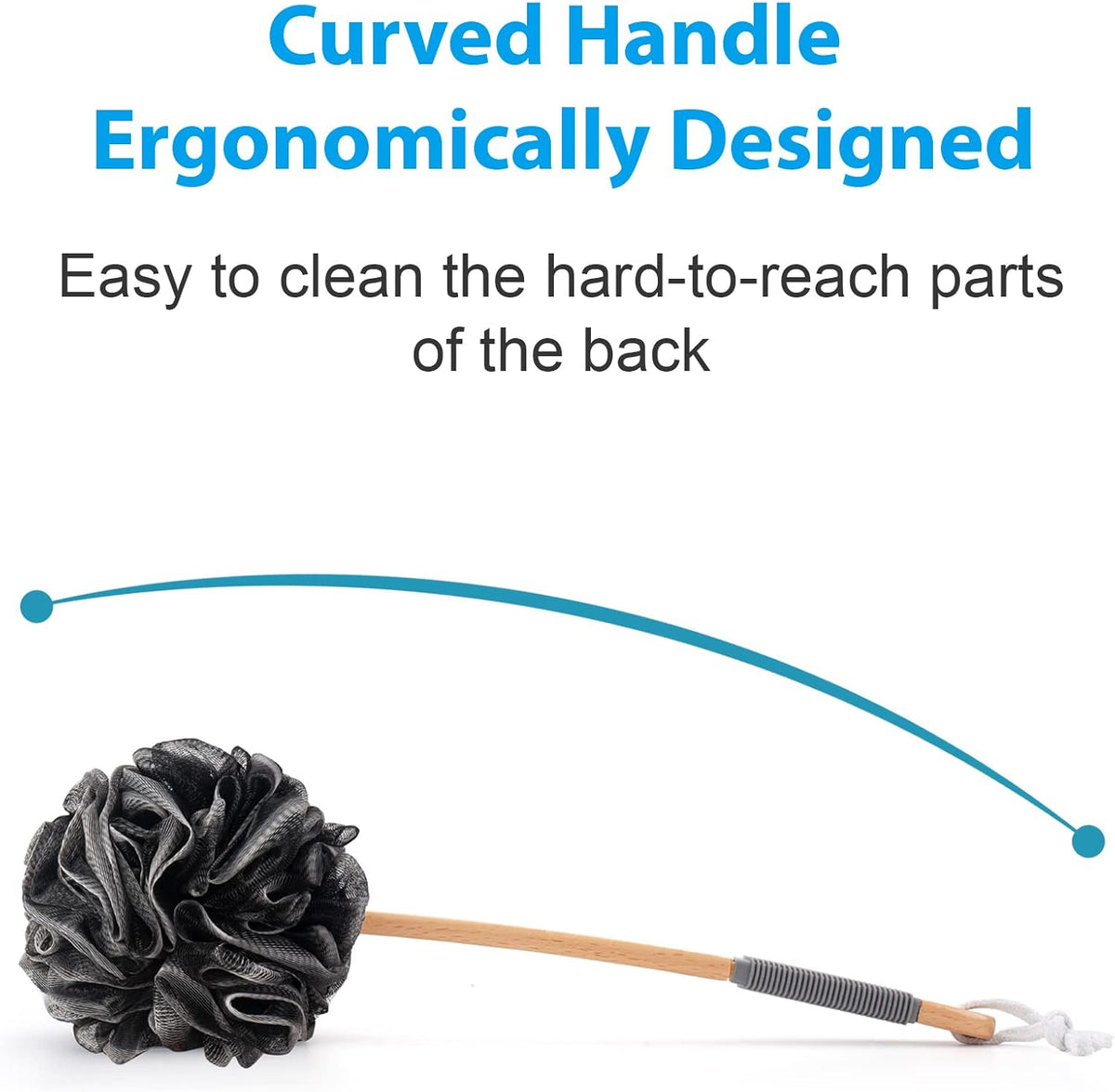 AmazerBath Non-Slip Wooden Long Handle Bath Brush – Stable Ergonomic Scrubber for Seniors with Limited Mobility