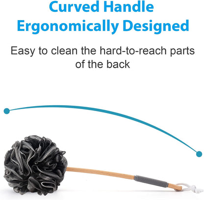 AmazerBath Non-Slip Wooden Long Handle Bath Brush – Stable Ergonomic Scrubber for Seniors with Limited Mobility