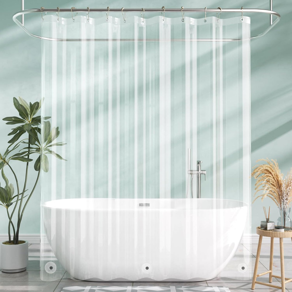 AmazerBath Shower Curtain Liner – Clear Minimalist Liner for Uncluttered Bathroom Spaces, Wipe-Clean Finish
