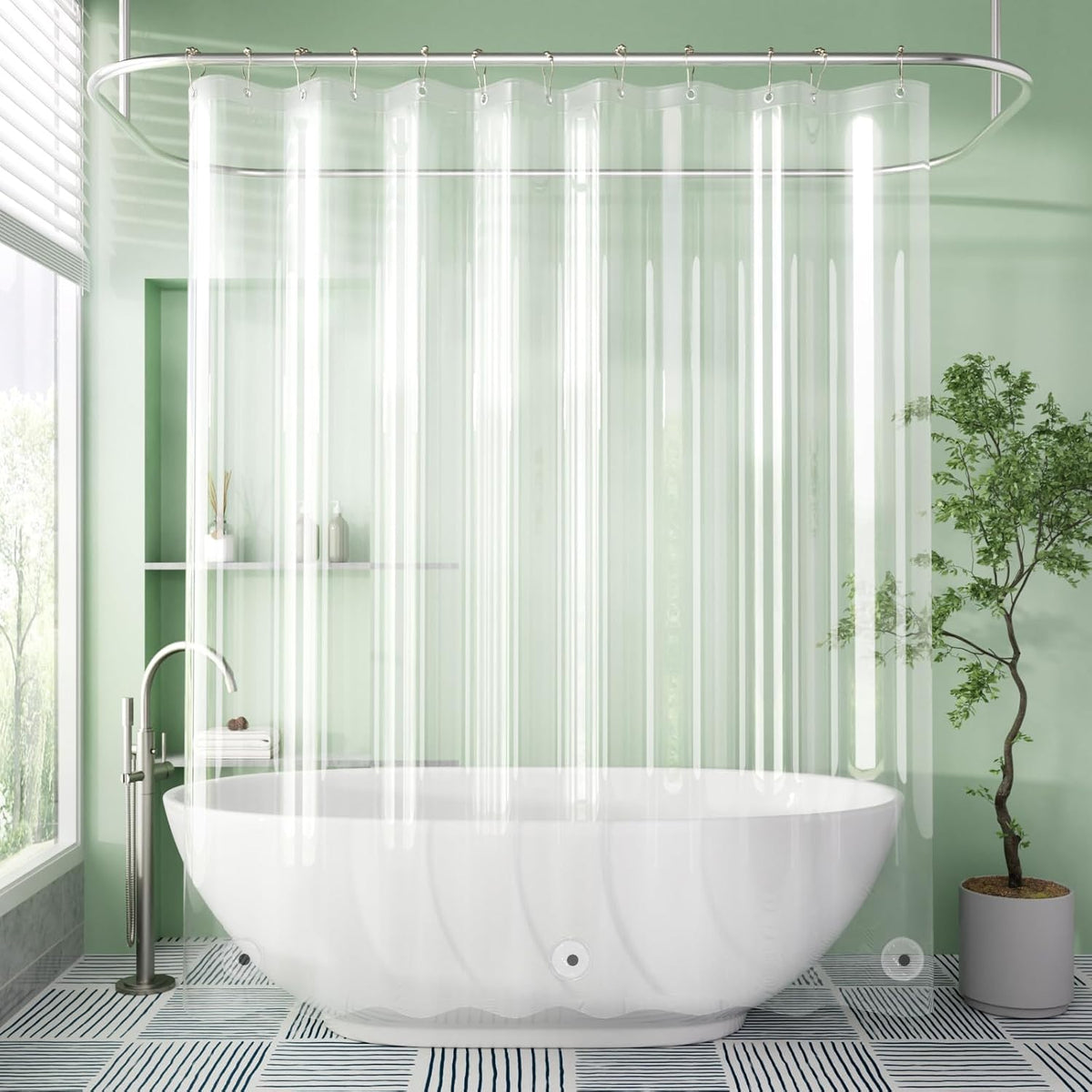 AmazerBath Shower Curtain Liner – Clear Minimalist Liner for Uncluttered Bathroom Spaces, Wipe-Clean Finish