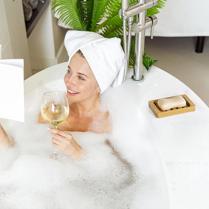 AmazerBath Wood Soap Tray Set – Neutral Tone Holder for Intentional Minimalist Bathroom