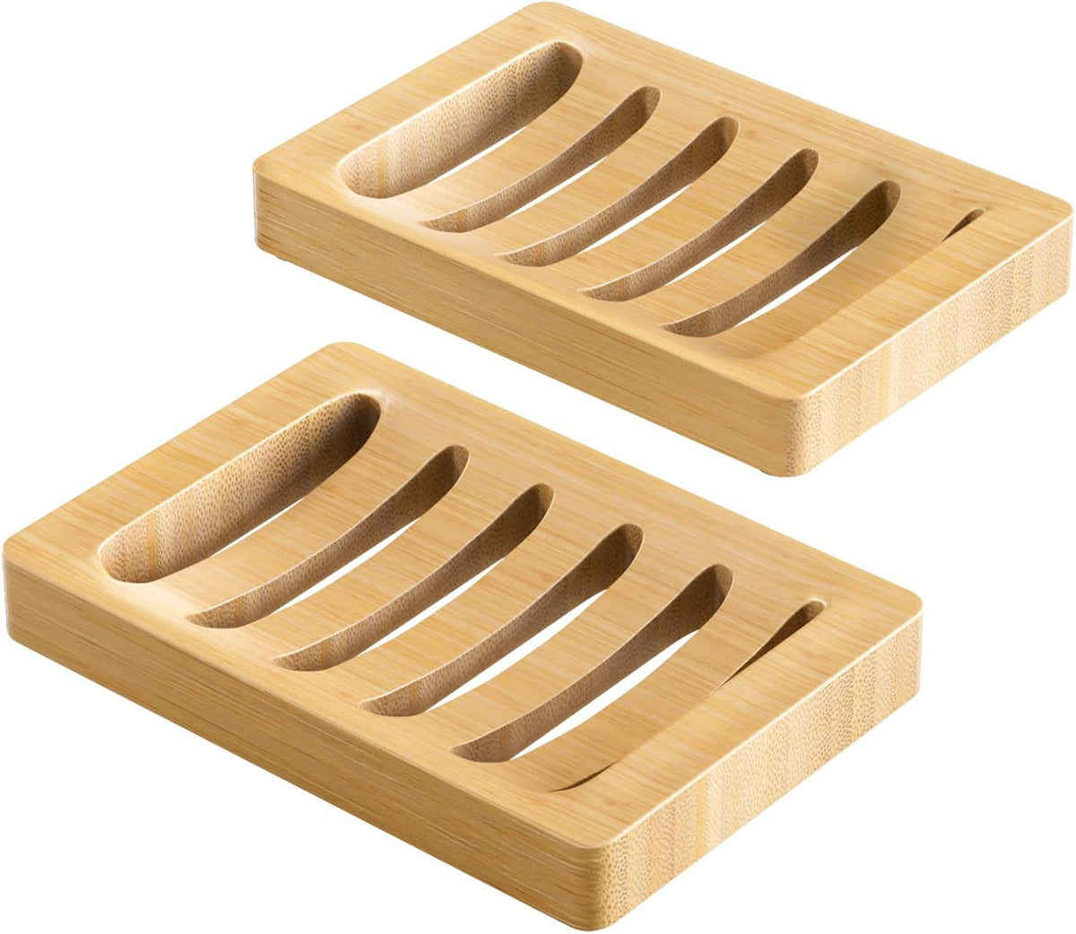 AmazerBath Wood Soap Tray Set – Neutral Tone Holder for Intentional Minimalist Bathroom