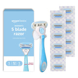 Amazon Basics Sensitive Skin Women's Razor – Spa-Like Wind-Down Shave with Pivoting Head and Suction Hanger