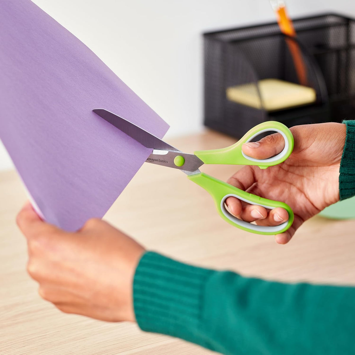 Amazon Basics Family Craft Scissors for Playroom and Homework Time, 3 Pack Ambidextrous Design for Boys and Girls