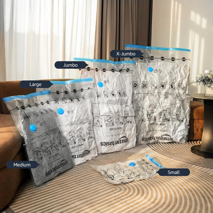 Amazon Basics Vacuum Storage Bags – Minimalist Closet Solution for Intentional Living, Compress Off-Season Clothing