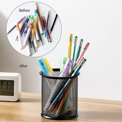 Amazon Basics Wire Mesh Pen Holder – Quiet, Understated Pen Storage for Neutral-Toned Modern Desks