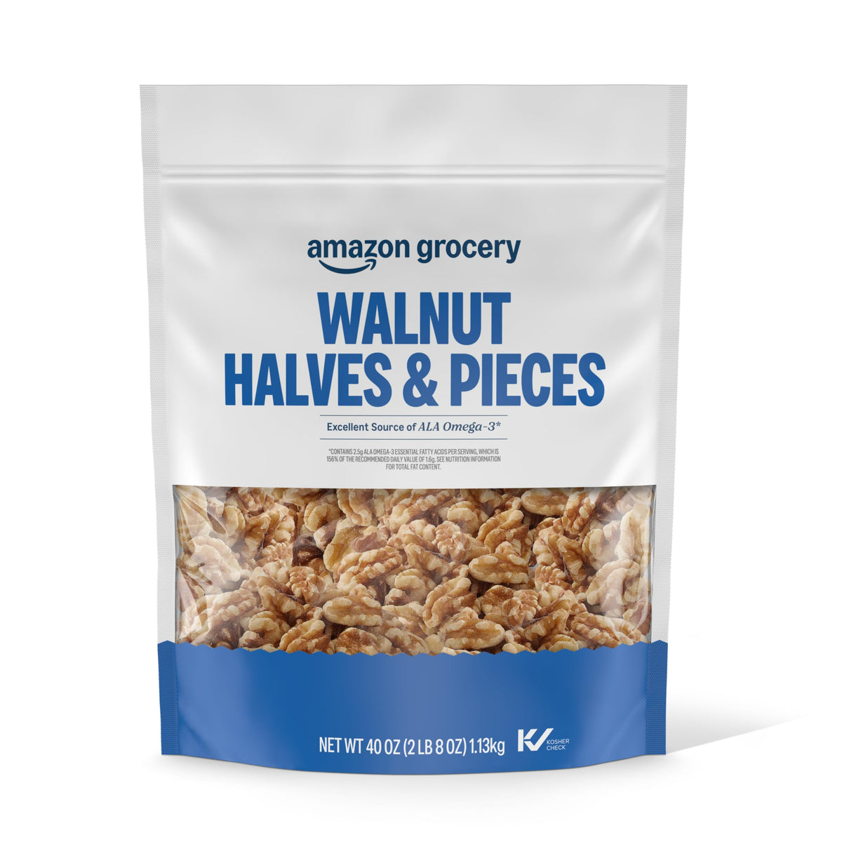 Amazon Grocery, Walnut Halves &amp;amp; Pieces, 40 Oz (Previously Happy Belly, Packaging May Vary)
