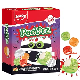 Amos Gummy Body Parts Candy – Kid-Friendly Halloween Snacks with No Mess Wrapping for Nursery Parties & Goody Bags
