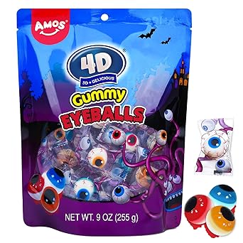 Amos Gummy Body Parts Candy – Kid-Friendly Halloween Snacks with No Mess Wrapping for Nursery Parties & Goody Bags