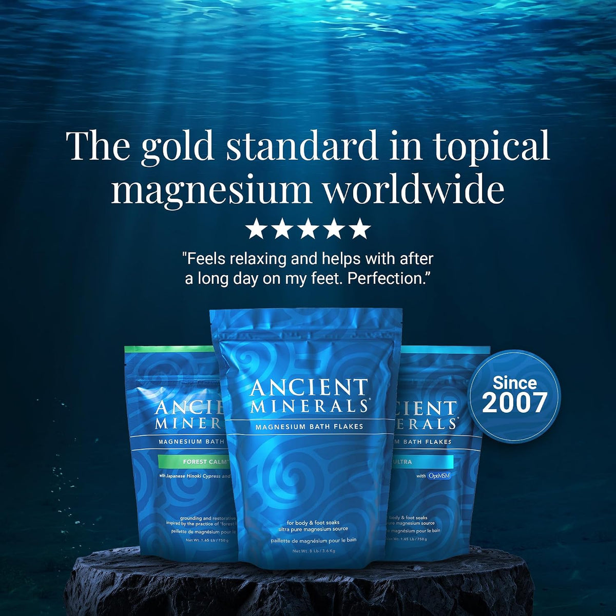 Ancient Minerals Magnesium Bath Flakes – Calm & Restore Soak Experience for Personal Wellness Routines, 8 lb Resealable Bag