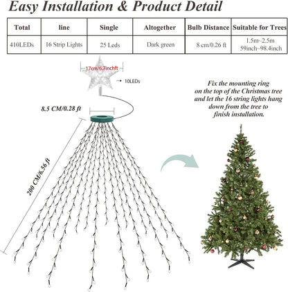 aneeway 410 LED Star Tree Lights – Thoughtful Housewarming Gift for New Homeowners with 8 Modes and Remote