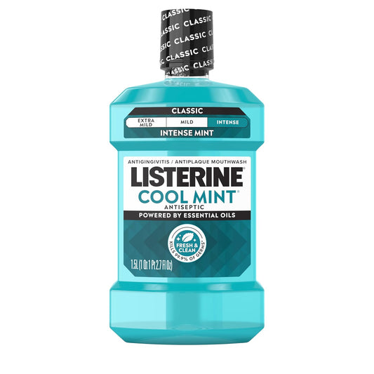 antiseptic formula with 4 essential oils: eucalyptol, menthol, methyl salicylate, and thymol