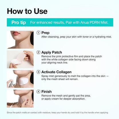 Anua PDRN Collagen Melting Patch – Clean Routine Neck Treatment, Unscented Korean Skincare Essential