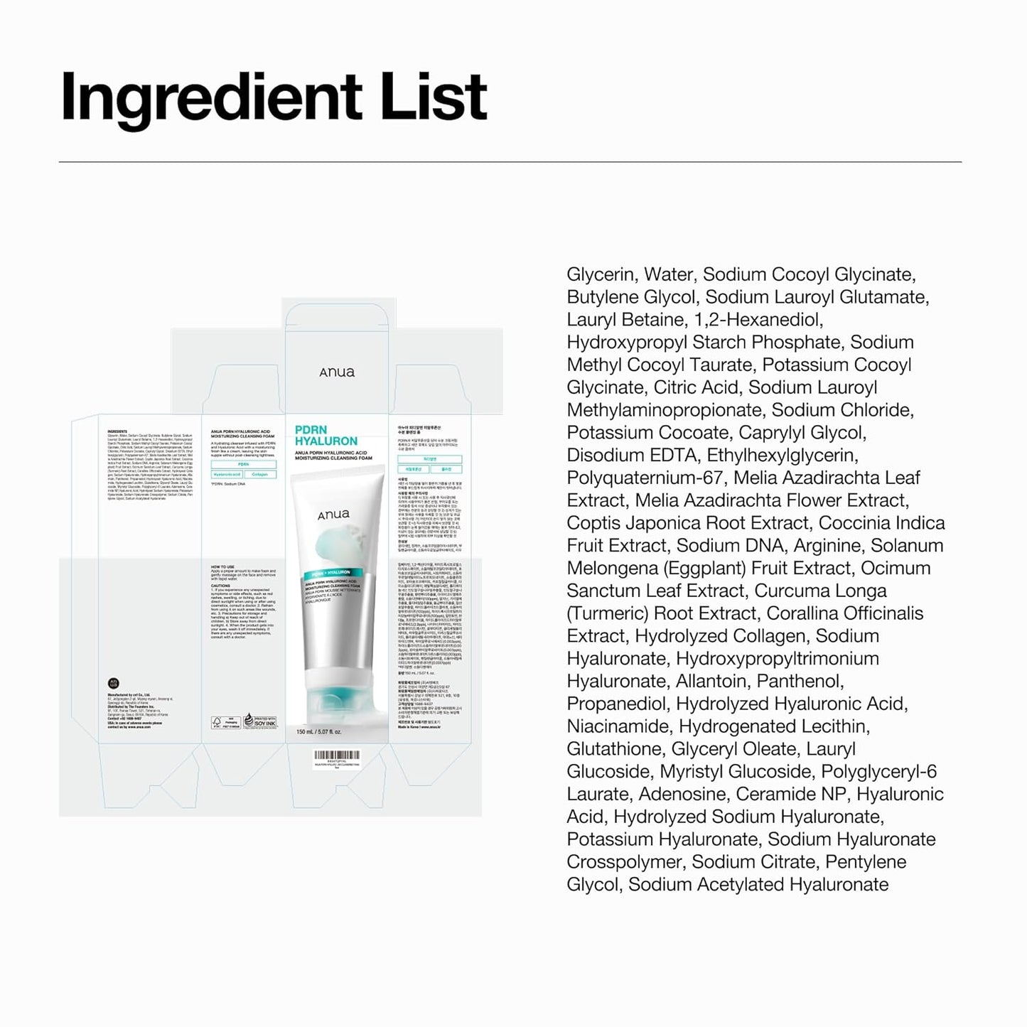 Anua PDRN Hyaluronic Acid Cleansing Foam – Thoughtful Birthday Gift for Her, Gentle Korean Skincare Cleanser Set