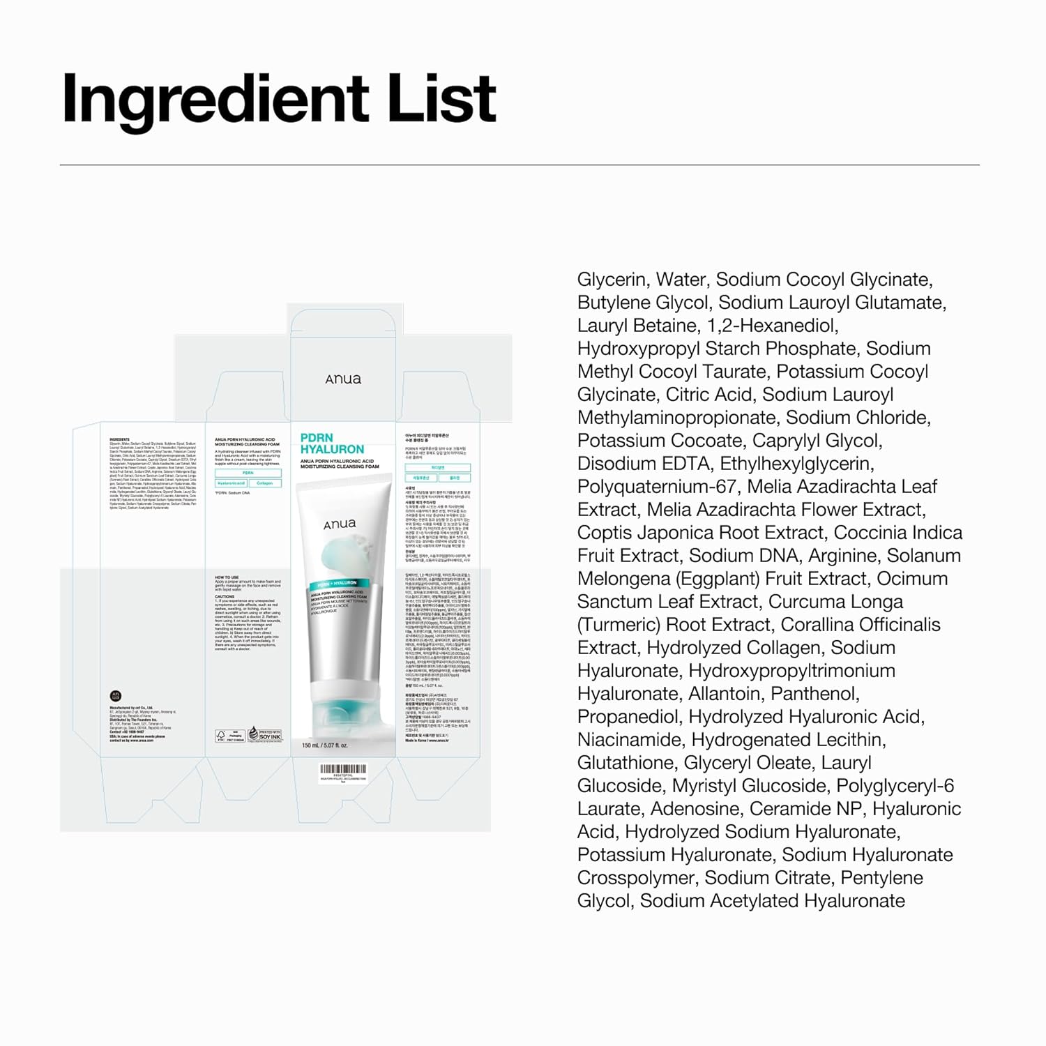 Anua PDRN Hyaluronic Acid Cleansing Foam – Thoughtful Birthday Gift for Her, Gentle Korean Skincare Cleanser Set