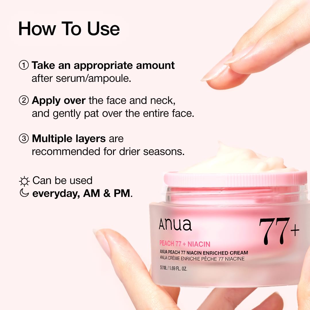 ANUA Peach Niacinamide Cream – Premium K-Beauty Face Moisturizer, Elegant Vanity Piece for Brightening Routines