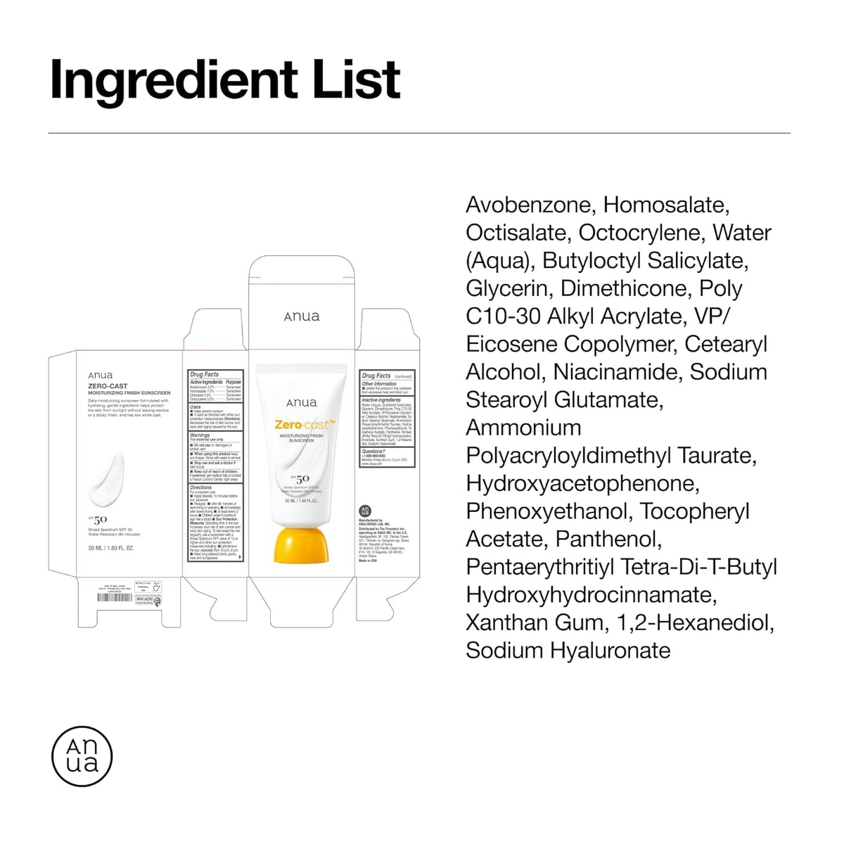 Anua Zero-Cast Moisturizing Sunscreen SPF 50 – Clean Beauty Staple for Uncluttered Vanity